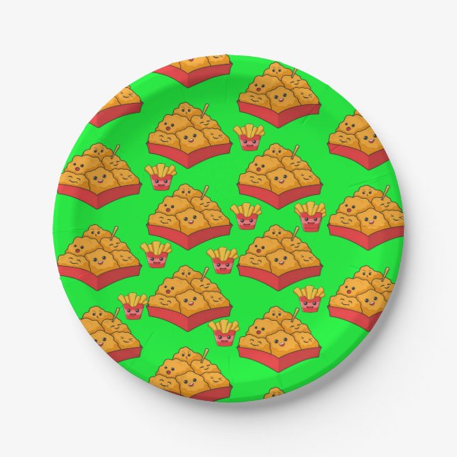 Pappteller, grüne Chicken Nuggets  Pappteller (Vorderseite)