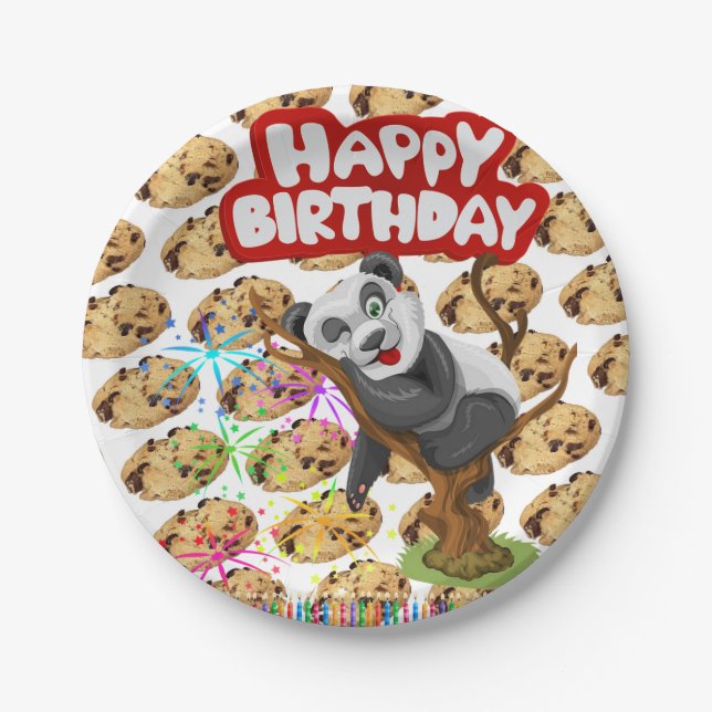 Pappteller, Happy Birthday Schokoladen Chip Cookie Pappteller (Vorderseite)