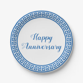 Pappteller mit blauem u. weißem griechischem