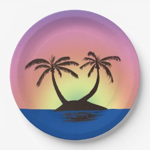 Pappteller - Palm Island bei Sonnenuntergang