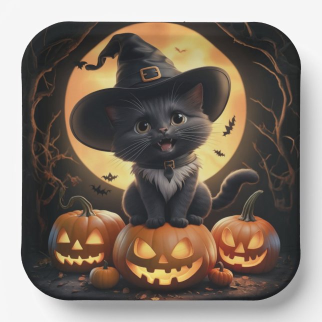 Pappteller Reihe 1 Black Cat 04 (Vorderseite)