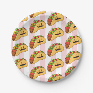Pappteller, rosa und weiß gestreifte Tacos Pappteller