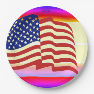 Pappteller--USA-Flagge Pappteller