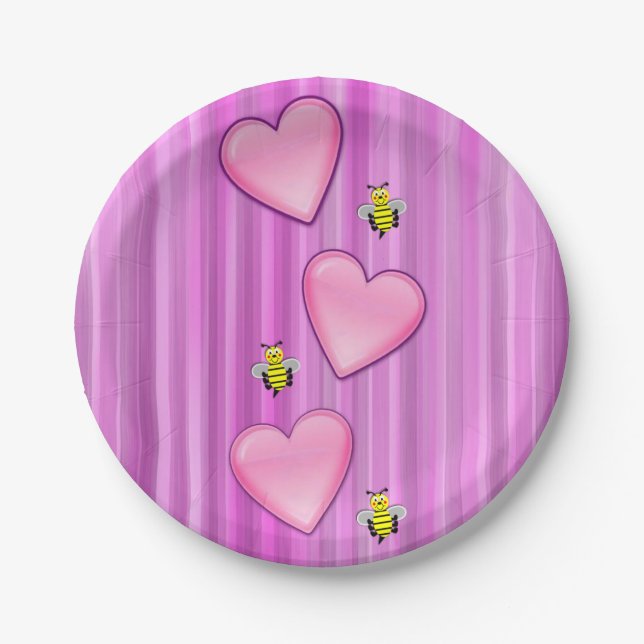 Pappteller Valentinstag, Biene (Vorderseite)