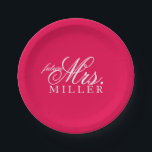 Pappteller - zukünftige Frau<br><div class="desc">PapierTeller für Ihr Party oder Ereignis mit zukünftiger Frau Text und letzter Name. Wählen Sie alle mögliche Hintergrund-Schriftartfarben,  die Sie mögen. Nachname wie in zweizeiligem gezeigt. Benutzen Sie Singleraum oder verringern Sie Textgröße,  um Namen innerhalb der Textsaferegion zu behalten.</div>