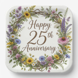 Pappteller zum 25. Hochzeitstag, 25 Jahre Ehe