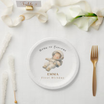 Pappteller zum ersten Geburtstag für Baby-Astronau