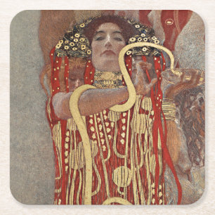 Pappuntersetzer: GUSTAV KLIMT: HYGIEIA: 1907 Rechteckiger Pappuntersetzer
