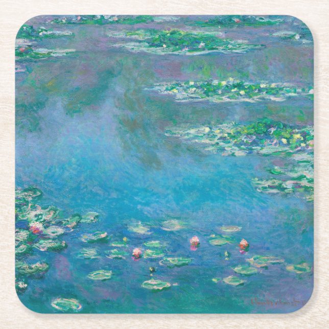 Pappuntersetzer: "WASSERLILIEN" NACH MONET Rechteckiger Pappuntersetzer (Vorderseite)