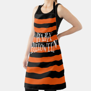 Pappy Halloween Typografie Orang & Black Stripes Schürze