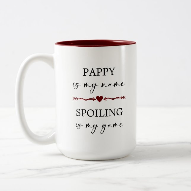 Pappy ist mein Name Spoiling ist mein Spiel Foto G Zweifarbige Tasse (Links)