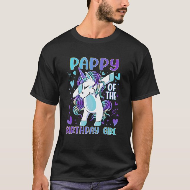 Pappy of the Birthday Party Girl Dabbing Unicorn 2 T-Shirt (Vorderseite)