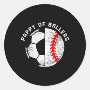 Pappy von Ballers Lustiger Fußball Baseball Pappy Runder Aufkleber