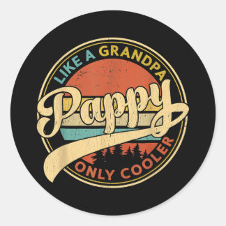 Pappy wie ein Opa, nur cooler Retro Vintage Runder Aufkleber
