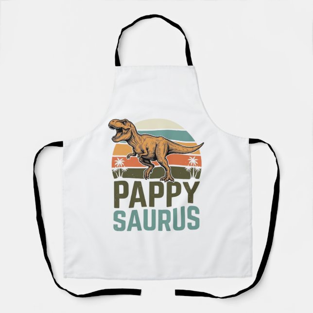 Pappysaurus Lustiger Dinosaurier Vintage Sonnenunt Schürze (Vorderseite)