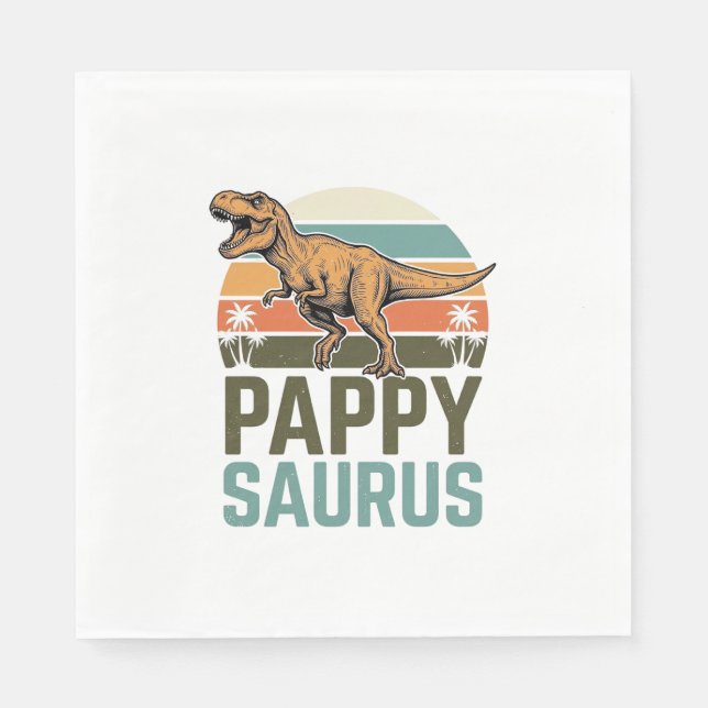 Pappysaurus Lustiger Dinosaurier Vintage Sonnenunt Serviette (Vorderseite)