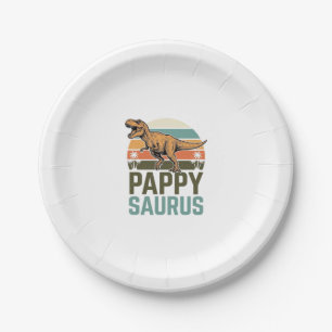 Pappysaurus Lustiges Dinosaurier Vintage Sonnenunt Pappteller