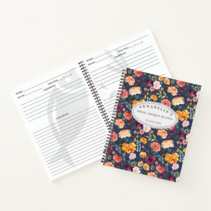 Paprika Burgund Florales Hochzeitsdusche Rezeptbuc Notizbuch