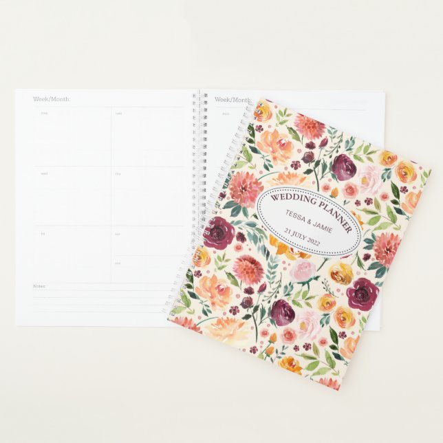 Paprika Burgundy Floral Personalisiert Planner Planer (Anzeige)