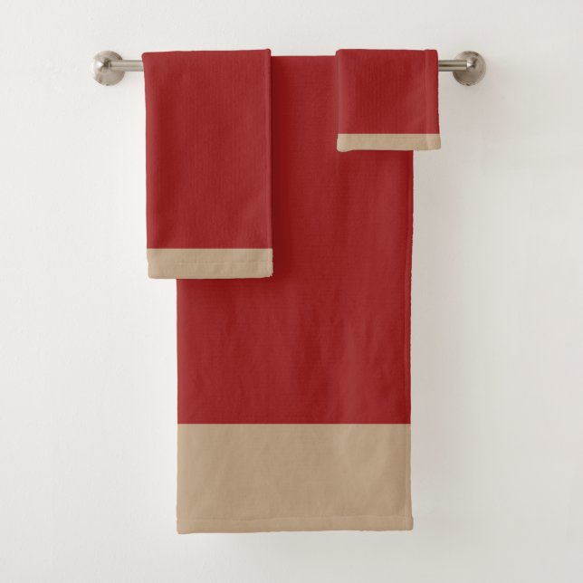 Paprika Rot und Beige Badhandtuch Set (Insitu)