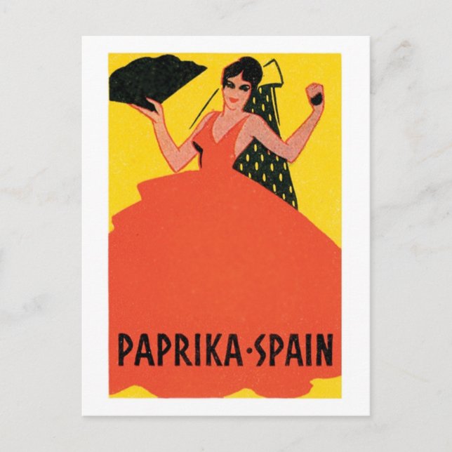 Paprika Spanien Vintages Siegel Postkarte (Vorderseite)