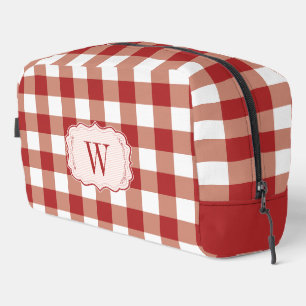 Paprika und White Gingham mit Monogramm Waschbeutel