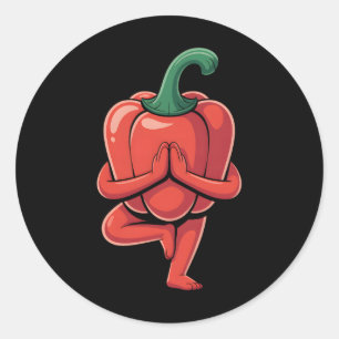 Paprika-Yoga Runder Aufkleber