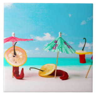 Paprikaschoten am Chili Fliese