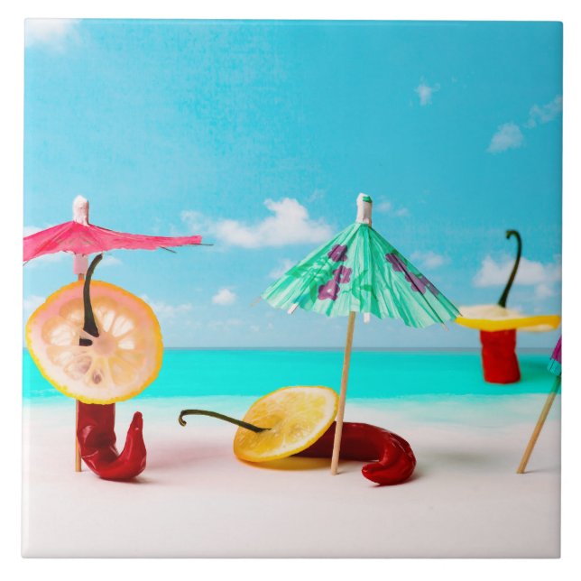 Paprikaschoten am Chili Fliese (Vorderseite)