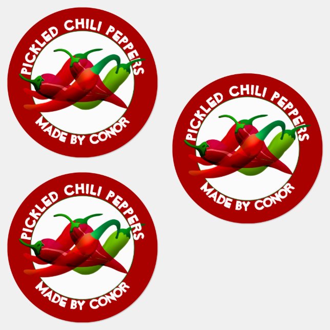 Paprikaschoten aus gepicktem Chili Etiketten (Gruppe)