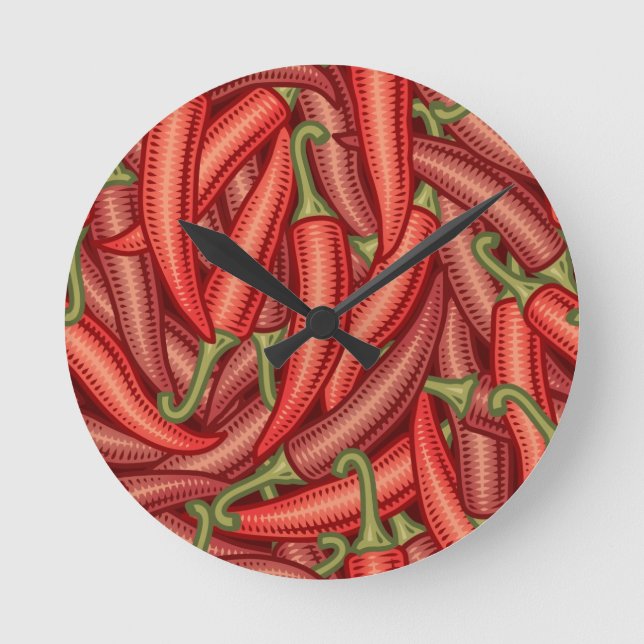 Paprikaschoten des Chilis Runde Wanduhr (Vorderseite)