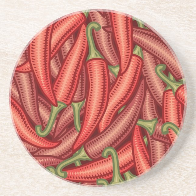 Paprikaschoten des Chilis Sandstein Untersetzer (Vorne)