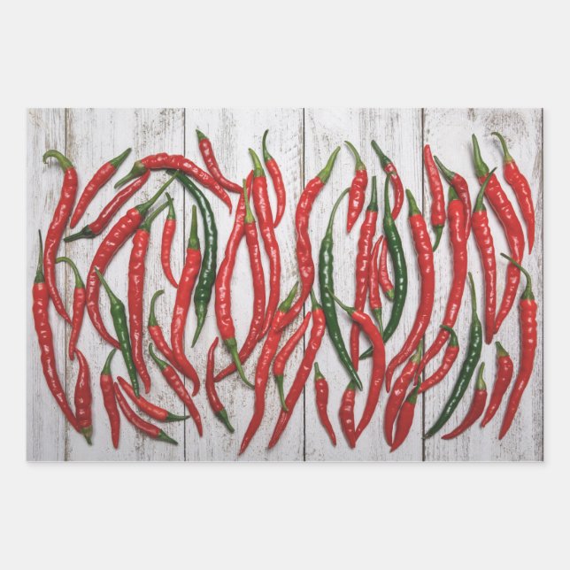 Paprikaschoten für Hot Chili Geschenkpapier Set (Vorderseite)