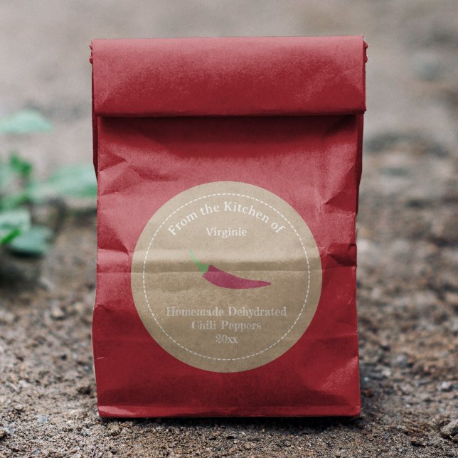 Paprikaschoten für Kraft- und Rustikale Chili Runder Aufkleber (Kraft & Rustic Chili Peppers Label Sticker)