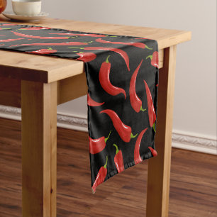 Paprikaschoten für Red Chili auf Black Table Runne Großer Tischläufer