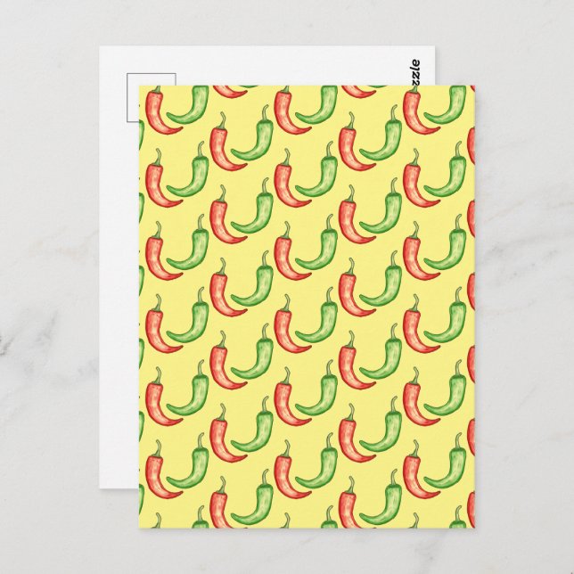 Paprikaschoten in den Farben Rot und Grün des Chil Postkarte (Vorne/Hinten)
