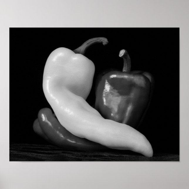 Paprikaschoten in der Liebe Schwarz-Weiß-Fotografi Poster (Vorne)