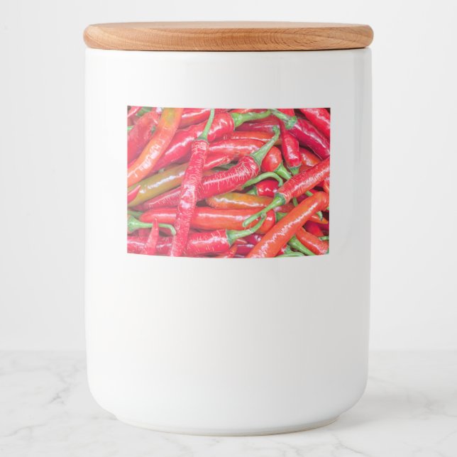 Paprikaschoten mit rotem Chili Lebensmitteletikett (Vorderseite)