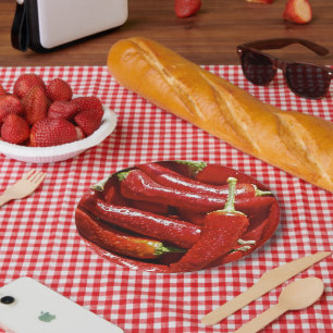 Paprikaschoten mit rotem Chili Pappteller