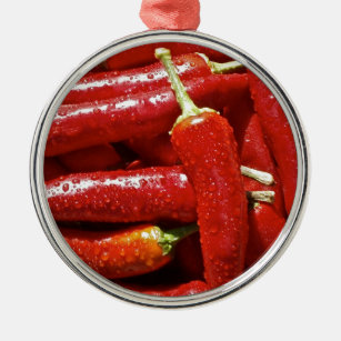 Paprikaschoten mit rotem Chili Silbernes Ornament