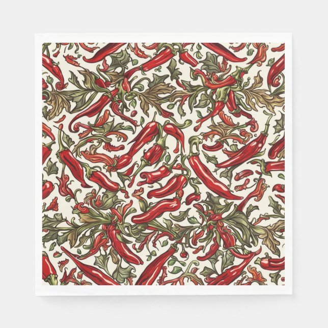 Paprikaschoten mit rotem Chili Vintag Serviette (Vorderseite)