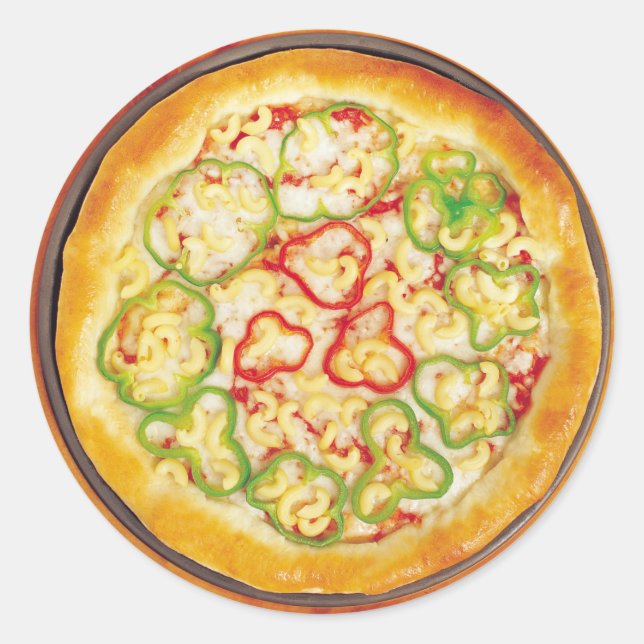 Paprikaschoten Pizza Runder Aufkleber (Vorderseite)