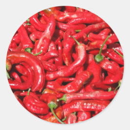 Paprikaschoten Roter Chili im Freien in der Sommer Runder Aufkleber