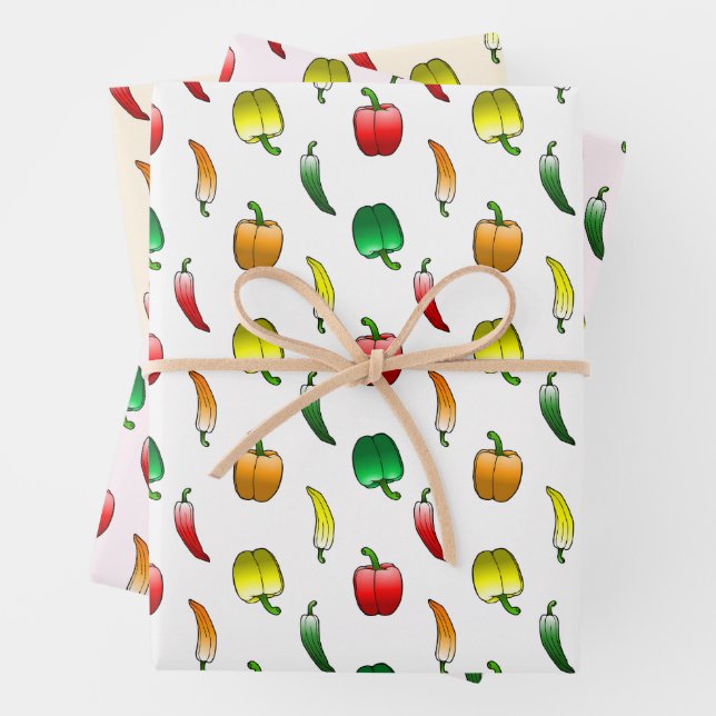 Paprikaschoten und süße, lange Paprikaschoten Geschenkpapier Set (Beispiel)