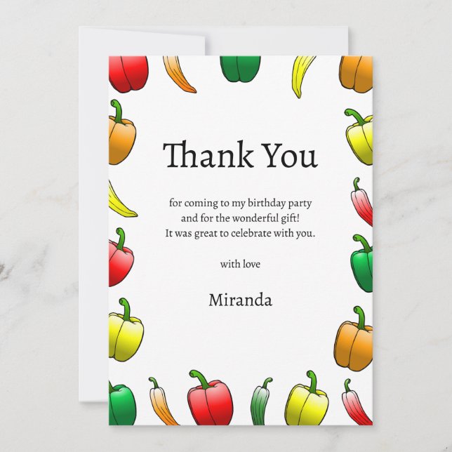 Paprikaschoten und süße Paprikaschoten Dankeskarte (Vorderseite)