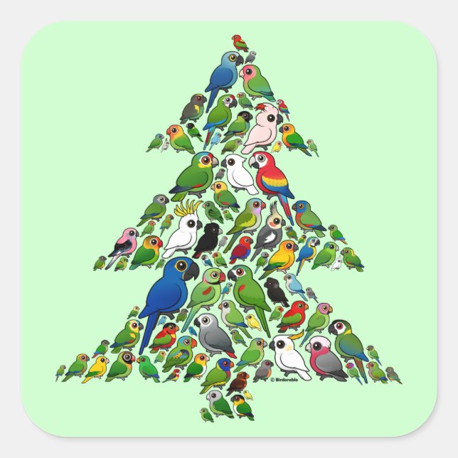 Paprot Christmas Tree Quadratischer Aufkleber (Vorderseite)