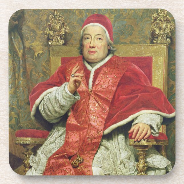 Papst Clement XIII (1693-1769) (Öl auf Leinwand) Getränkeuntersetzer (Vorderseite)