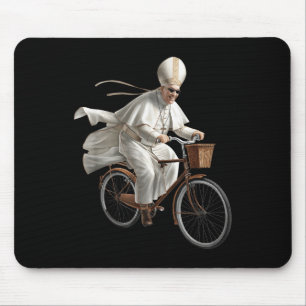 Papst fährt Fahrrad Katholische Kirche Bibel Schri Mousepad