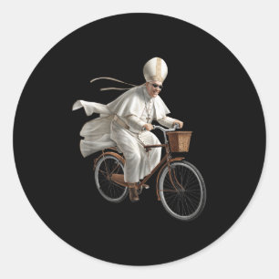 Papst fährt Fahrrad Katholische Kirche Bibel Schri Runder Aufkleber