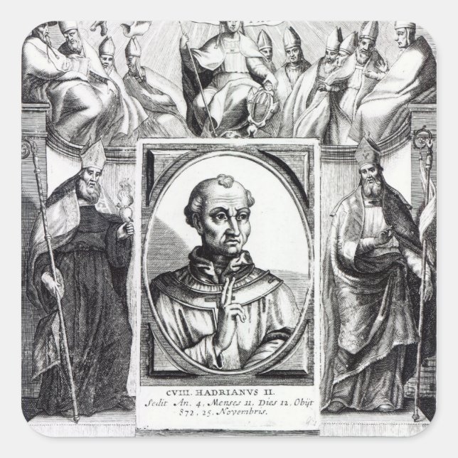 Papst Hadrian II Quadratischer Aufkleber (Vorderseite)